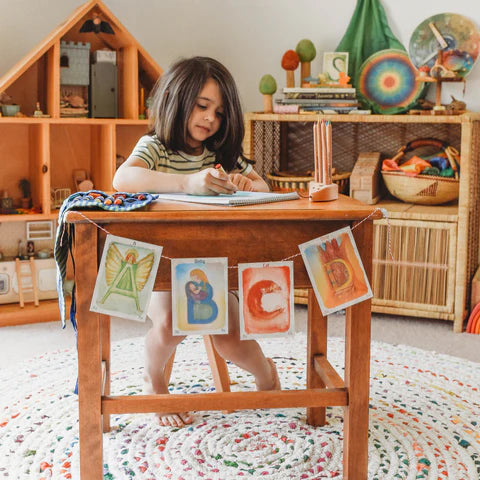 Child at desk in a home school