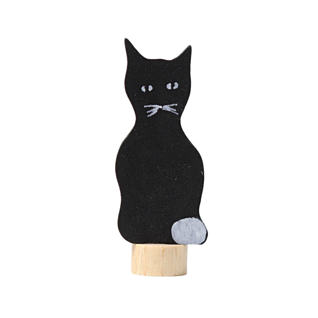 Grimms Decorative Figure Black Cat- Waldorf Birthday Ring- Bella Luna Toys