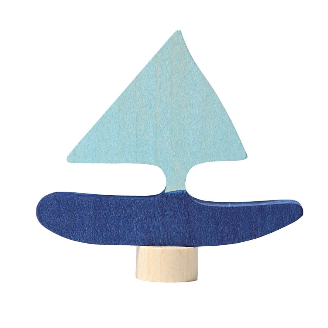 Grimms Wooden Birthday Ring Decoration, Blue Sailboat