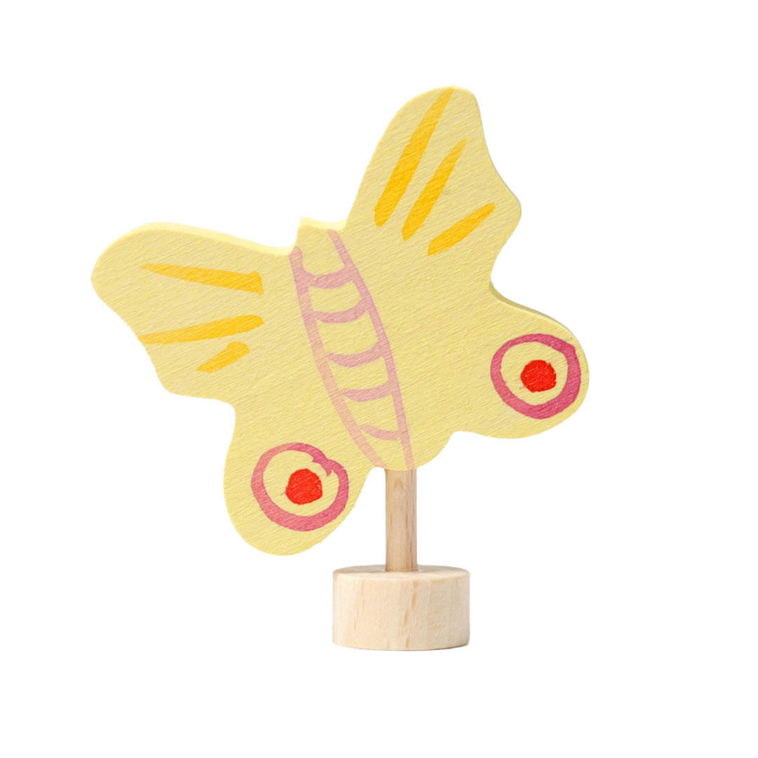 Grimm's Spiel & Holz wooden birthday ring ornament- yellow butterfly- Bella Luna Toys