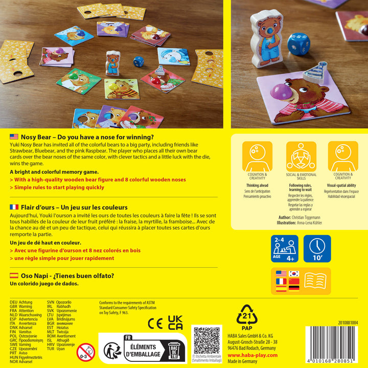 HABA Nosy Bear back of game box