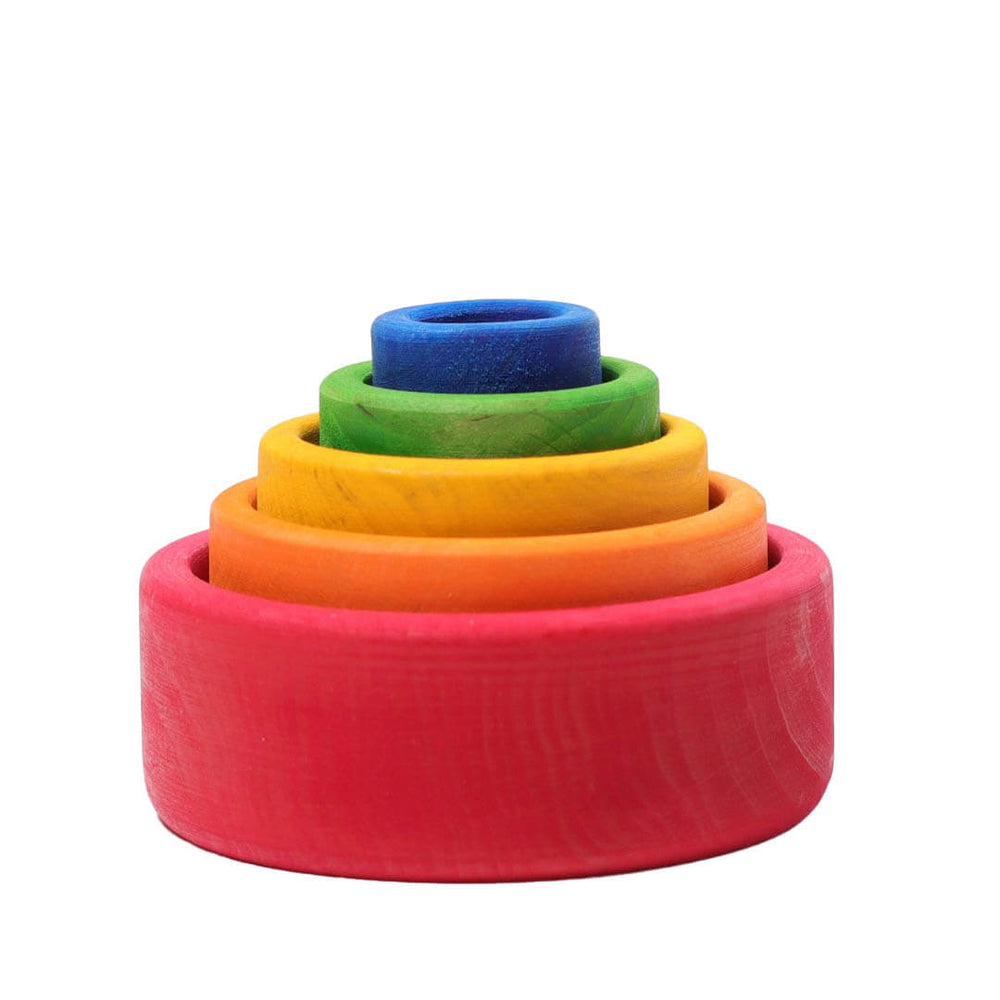 Rainbow Nesting Bowls - Grimm's Spiel & Holz of Germany - Bella Luna Toys - red