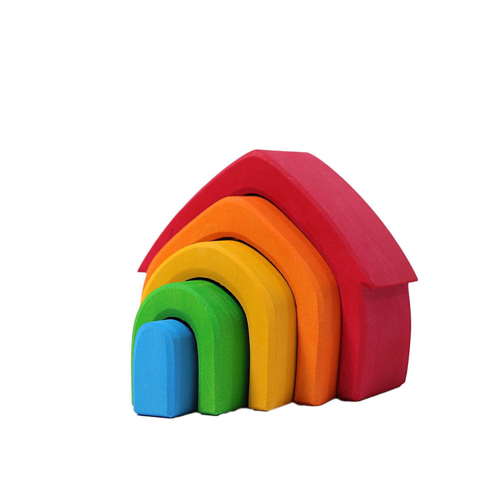 Grimm's Wooden Rainbow Nesting House Blocks