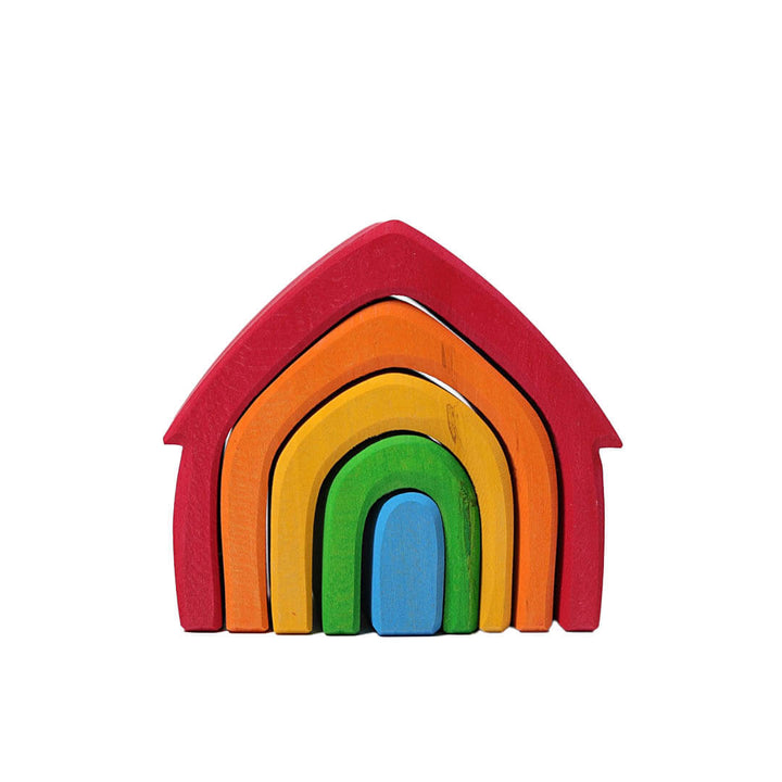 Grimm's Wooden Rainbow Nesting House Blocks