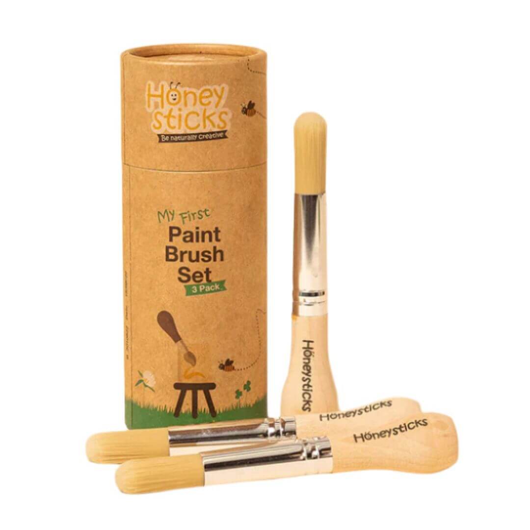 Honeysticks chunky "My First" paint brush set with packaging on a white background.