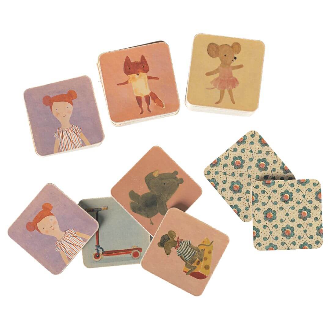Example cards from the illustrated Maileg memory game