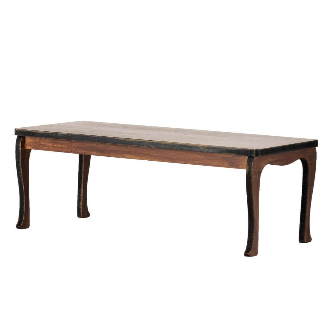 Maileg mouse-sized long wooden dining table with curved legs, designed for dollhouse mouse families and miniature gatherings - Bella Luna Toys