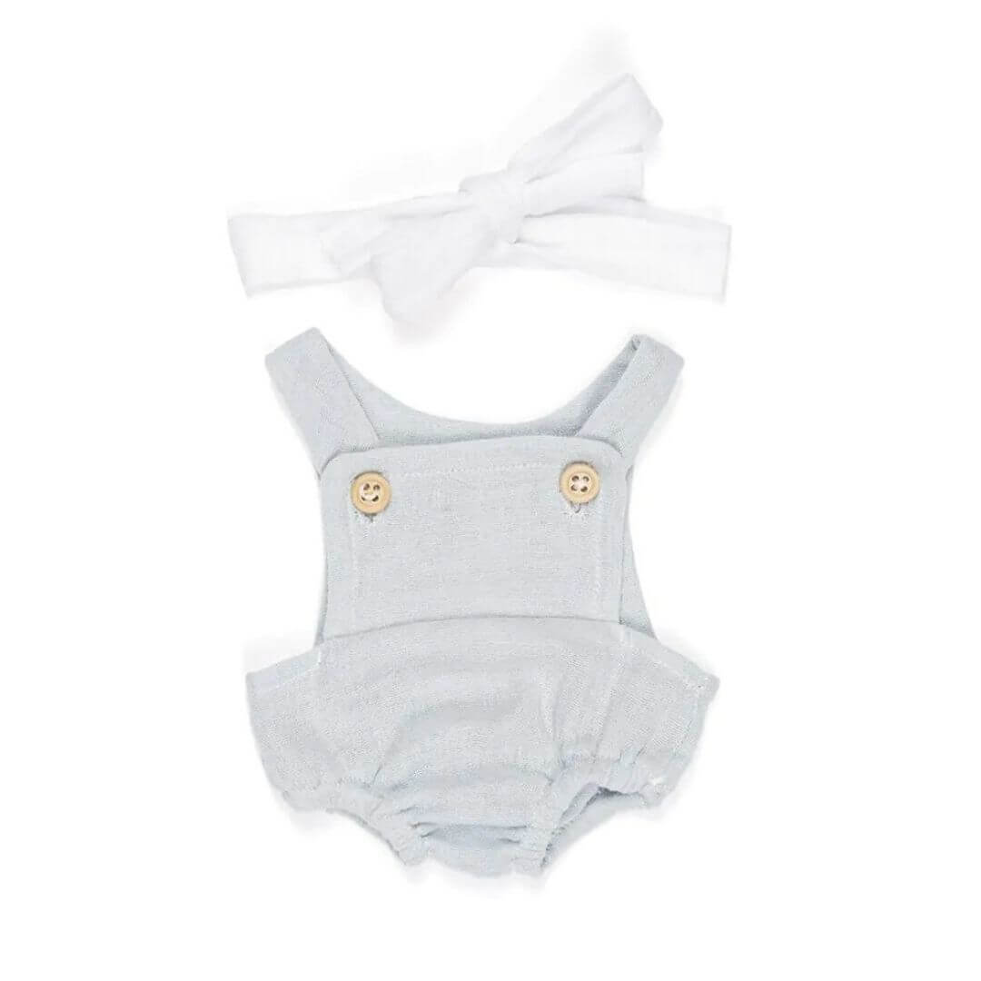 Miniland - Seascape Doll Outfit  for a 12" doll with white bow against a white background - Bella Luna Toys