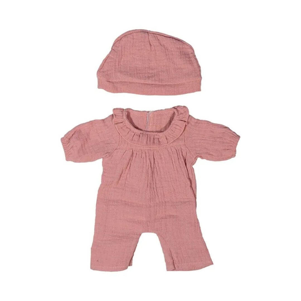 Miniland - Pink gauze pajamas set for 12 inch doll against a white background - Bella Luna Toys