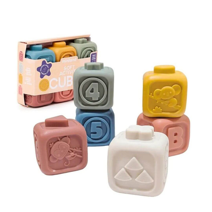 Miniland - Miniland 6 Stackable Rubber Cubes - Bella Luna Toys