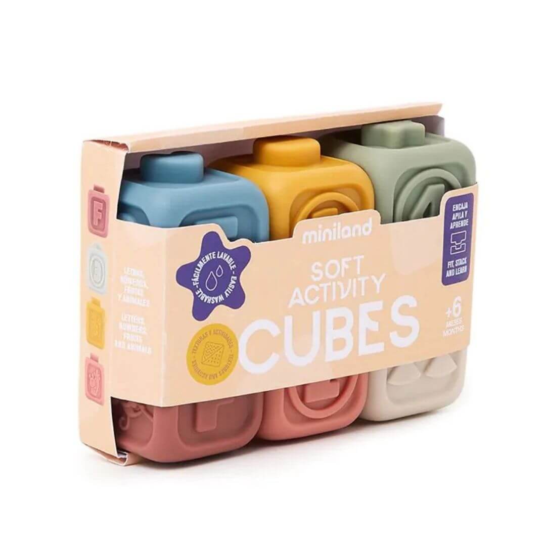 Miniland - Miniland 6 Stackable Rubber Cubes - Bella Luna Toys