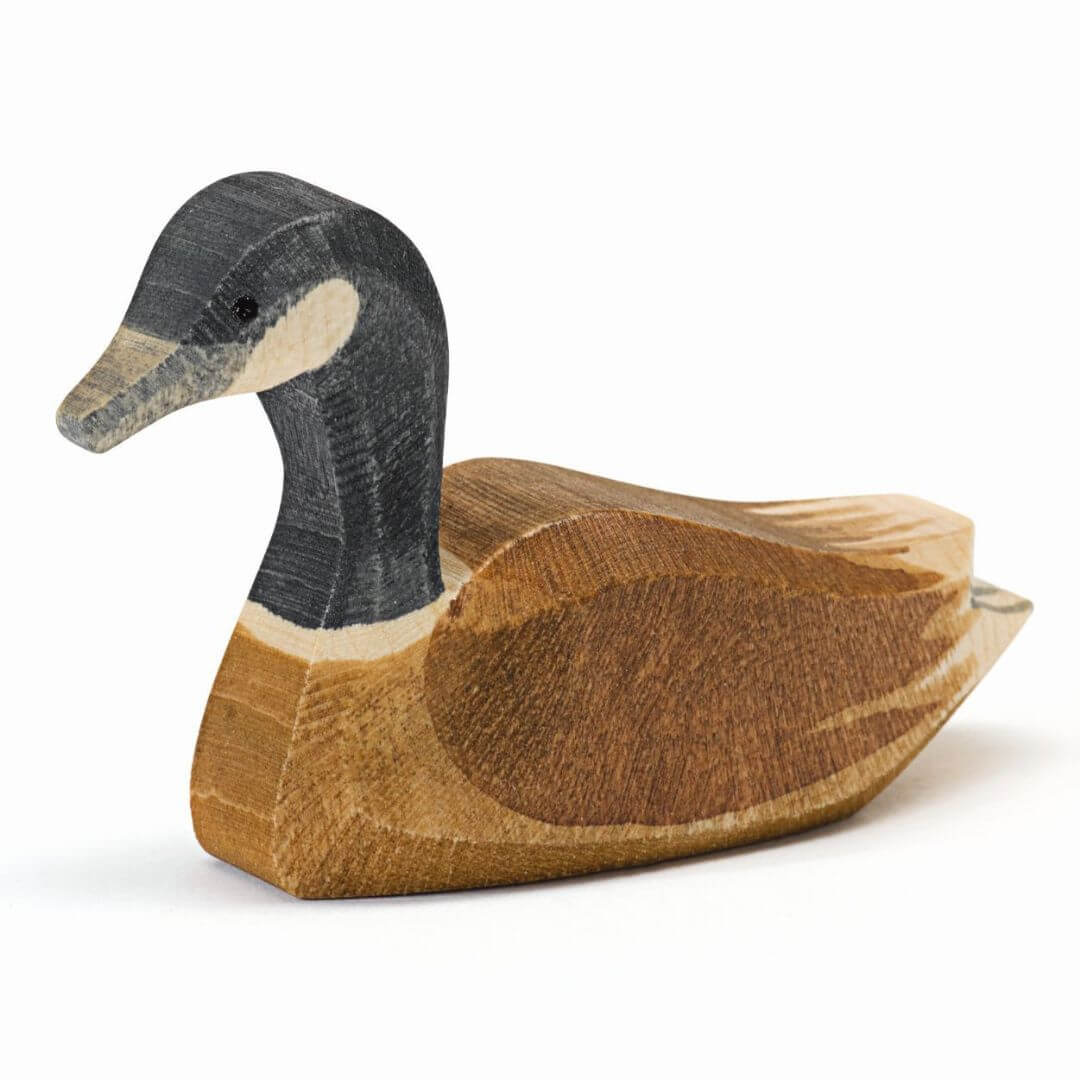 Ostheimer Canada Goose Swimming handcrafted wooden figure with hand-painted details, gliding across the water - Bella Luna Toys 