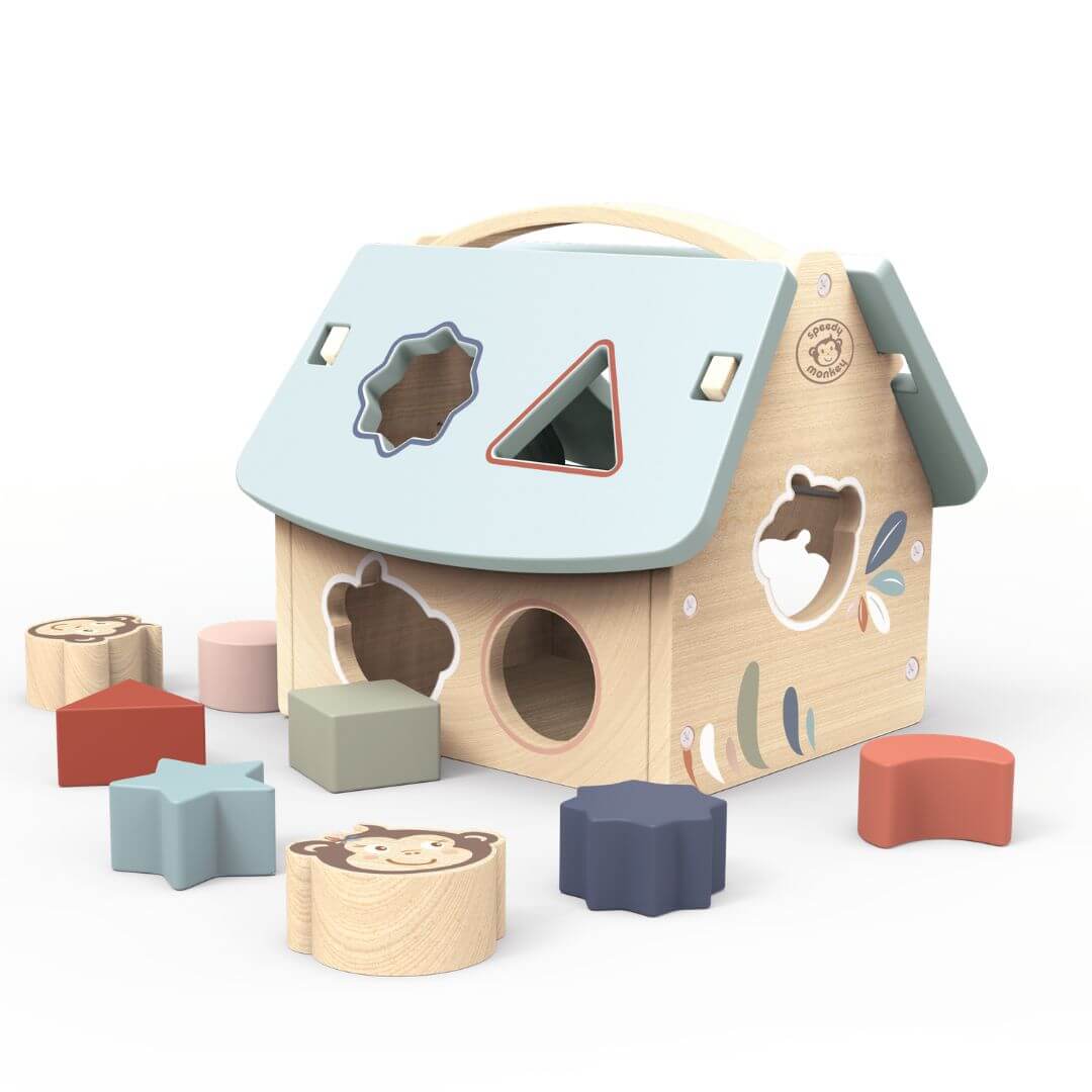 Speedy Monkey - Wooden Toy House Shape Sorter - Bella Luna Toys
