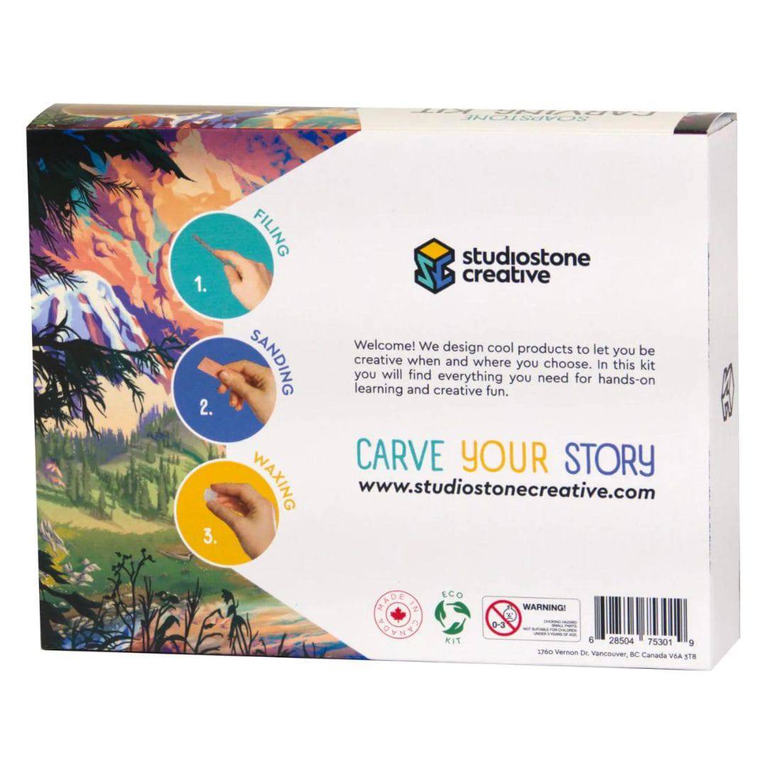 Soapstone Carving Kit - Bear and Wolf (Back of Box)